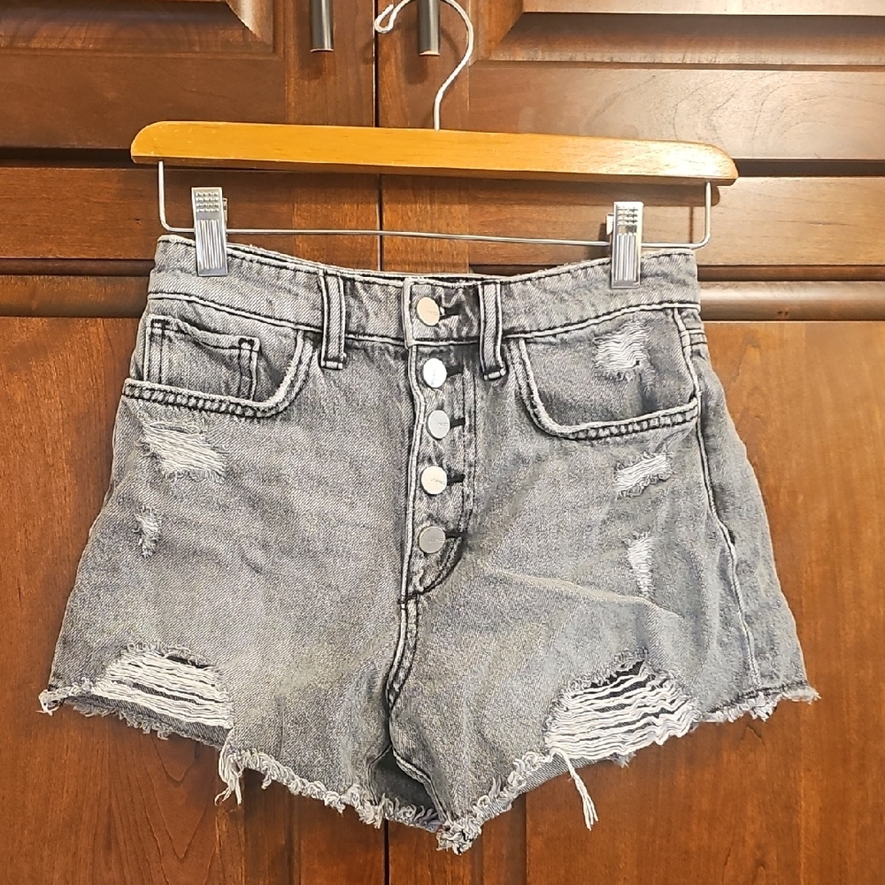 Joe's THE KINSLEY High Rise 4" Gray Distressed Denim Shorts, size 24